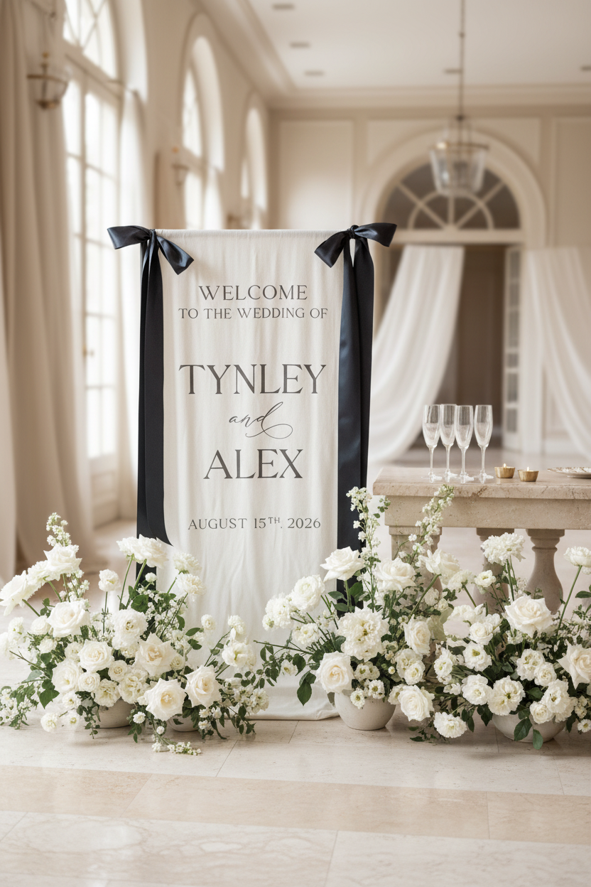 Fabric Wedding Welcome Sign
