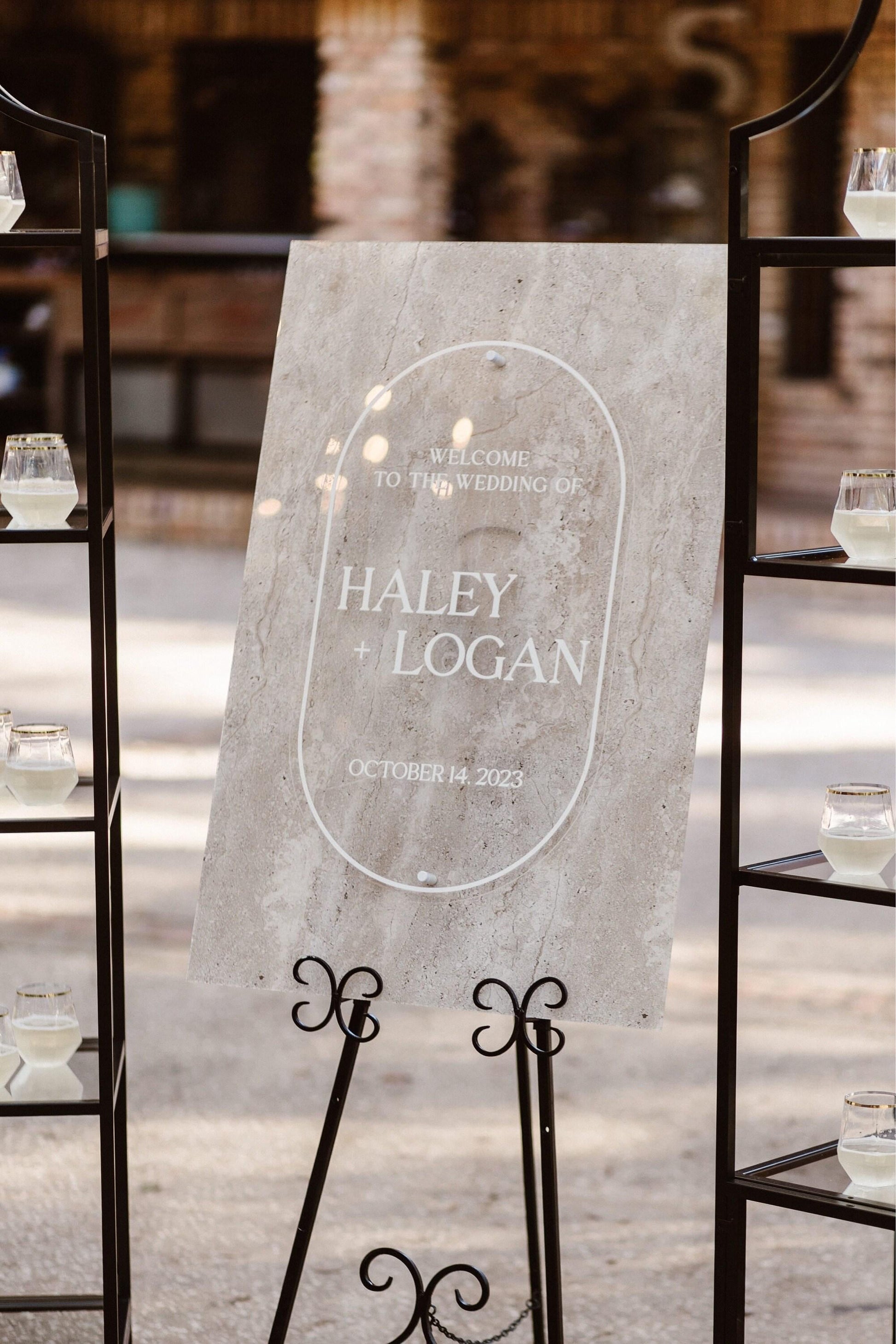 Faux Stone Wedding Welcome Sign with Standoffs