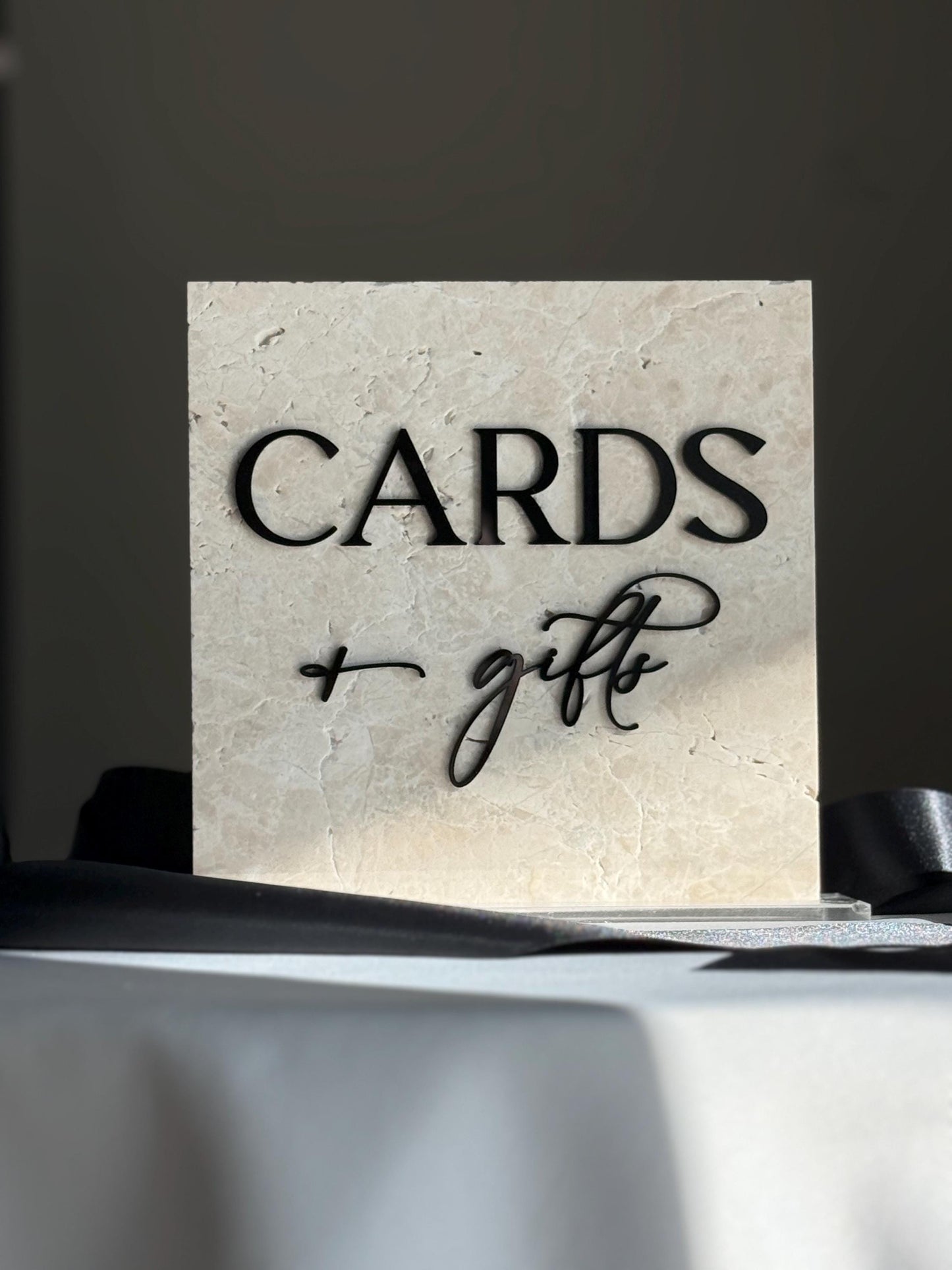 Marble 3D Cards and Gifts Table Sign | Wedding Sign | Modern Wedding Decor | Favor Sign | Party Tabletop Signs | Gold Mirror