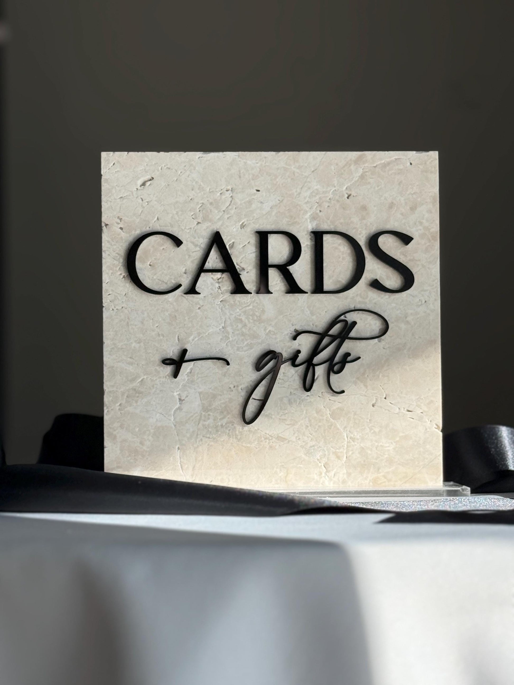 Marble 3D Cards and Gifts Table Sign | Wedding Sign | Modern Wedding Decor | Favor Sign | Party Tabletop Signs | Gold Mirror