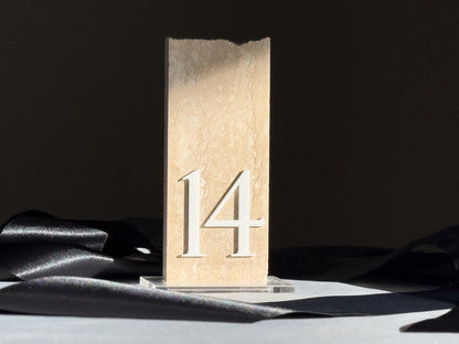 3D Travertine Stone Table Numbers