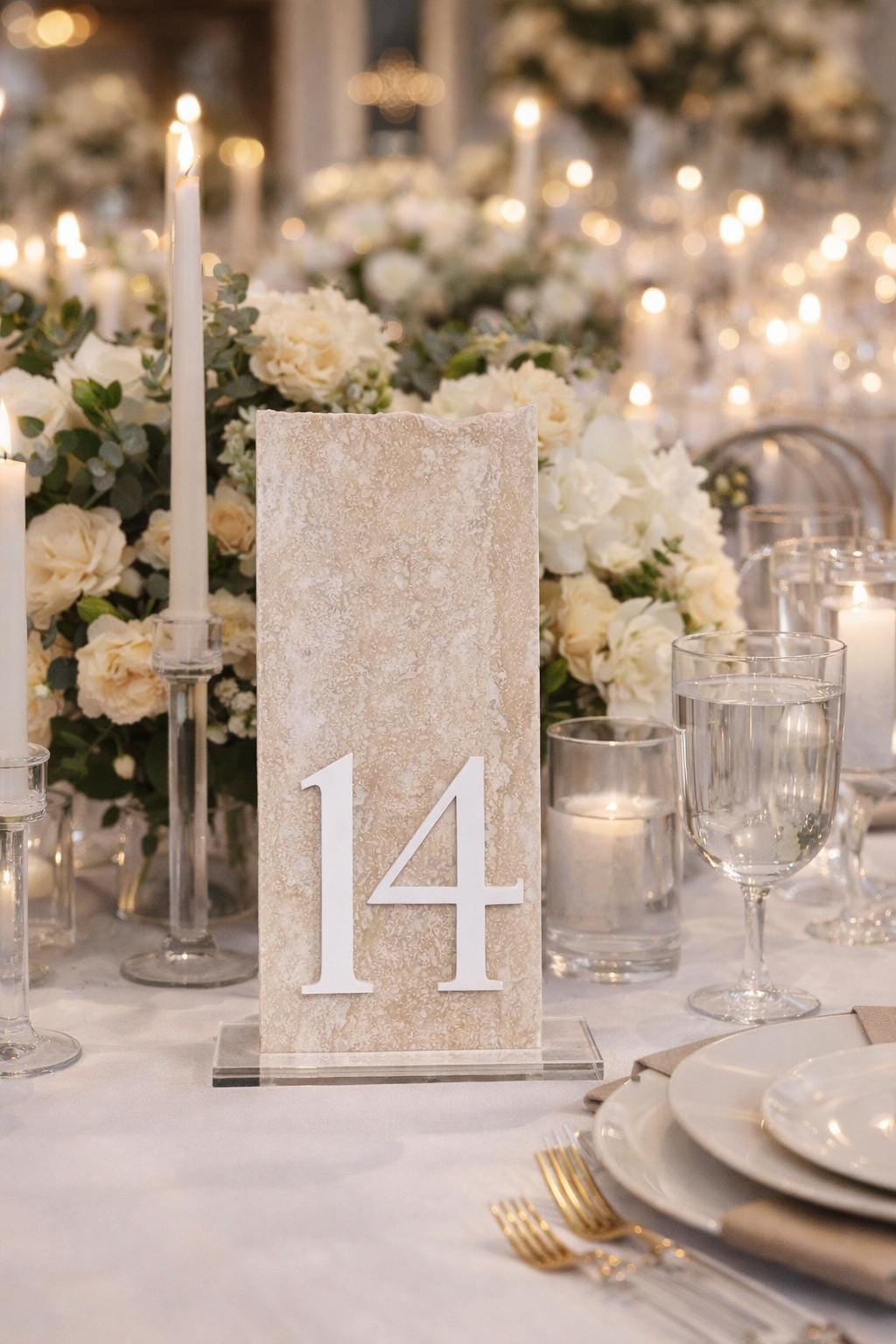 3D Travertine Stone Table Numbers