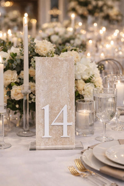 3D Travertine Stone Table Numbers
