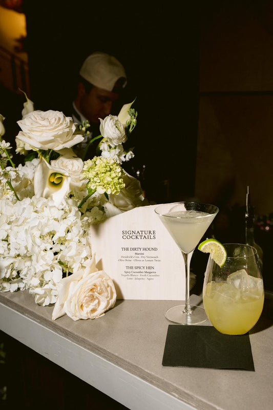 LimeStone Linen Signature Cocktails Sign | Wedding Bar Menu Sign | Custom Drink Menu | Modern Minimal Bar Sign | Reception Cocktail Menu
