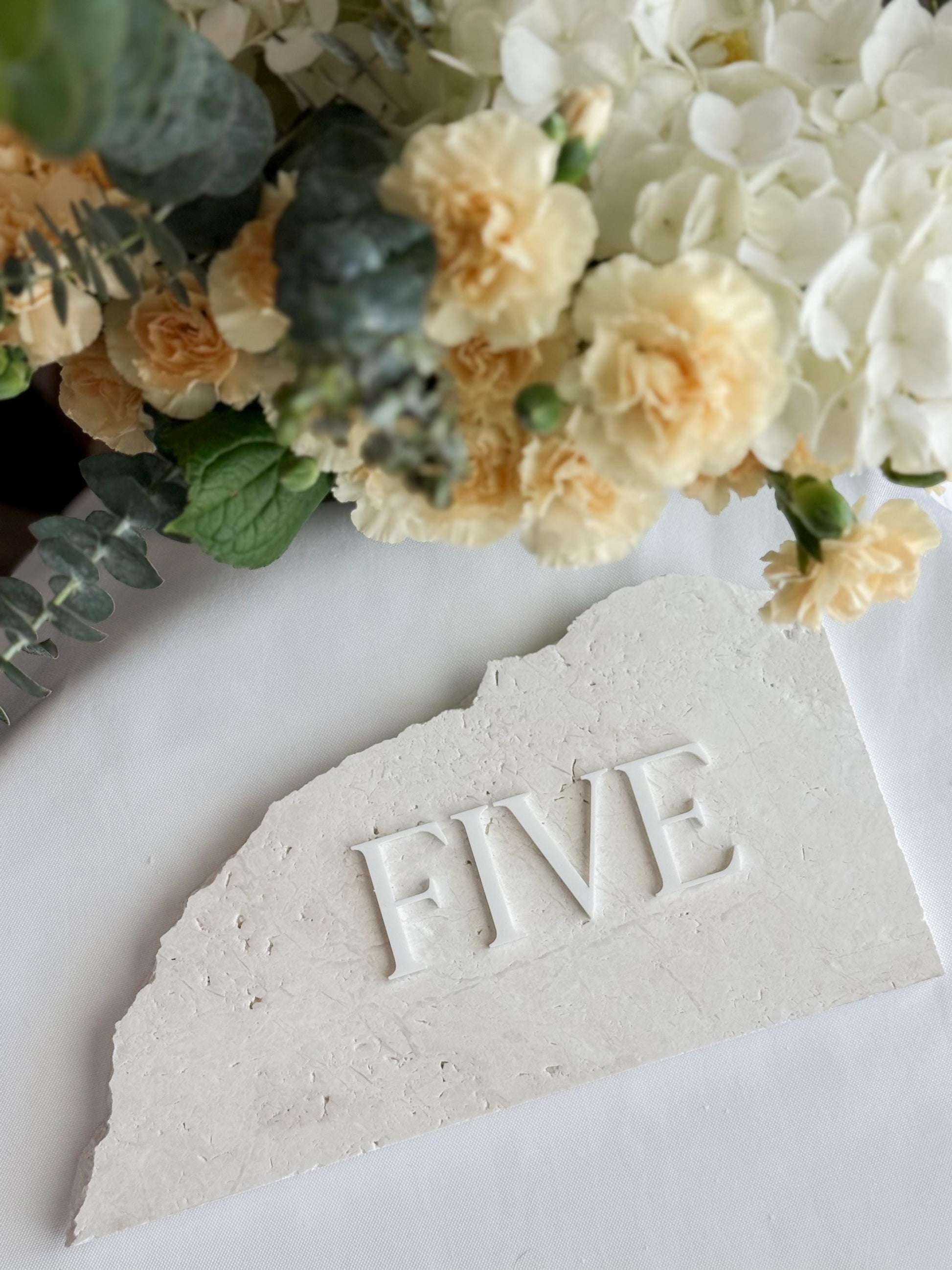 3D Acrylic Table Number Stone Sign | Unique Wedding Signage | Custom Layered Decor | Travertine Marble | Modern Reception Decor