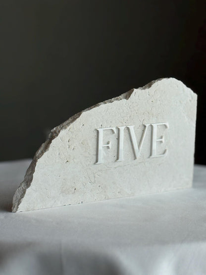3D Acrylic Table Number Stone Sign | Unique Wedding Signage | Custom Layered Decor | Travertine Marble | Modern Reception Decor