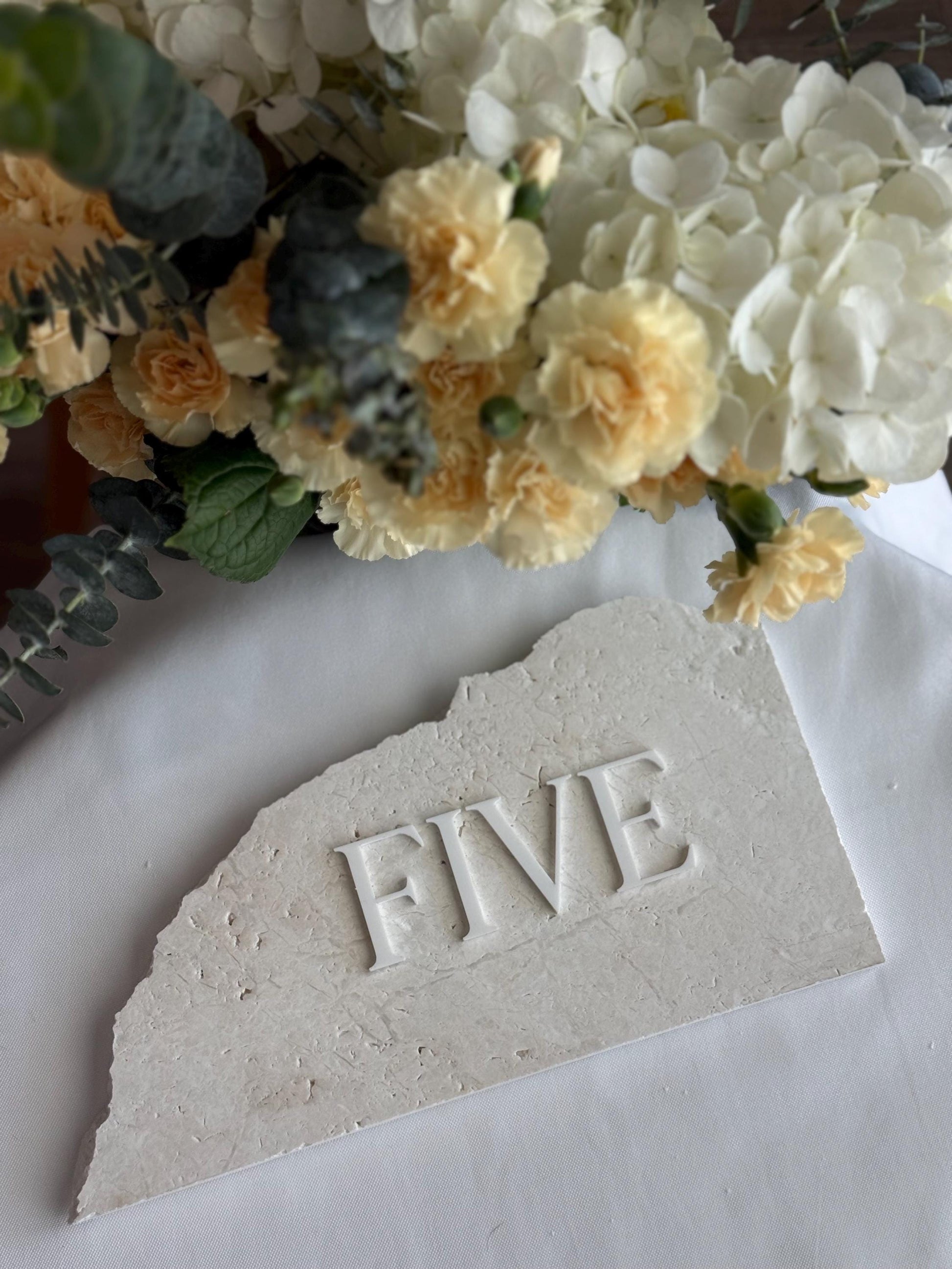 3D Acrylic Table Number Stone Sign | Unique Wedding Signage | Custom Layered Decor | Travertine Marble | Modern Reception Decor