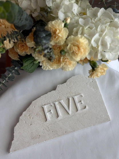 3D Acrylic Table Number Stone Sign | Unique Wedding Signage | Custom Layered Decor | Travertine Marble | Modern Reception Decor