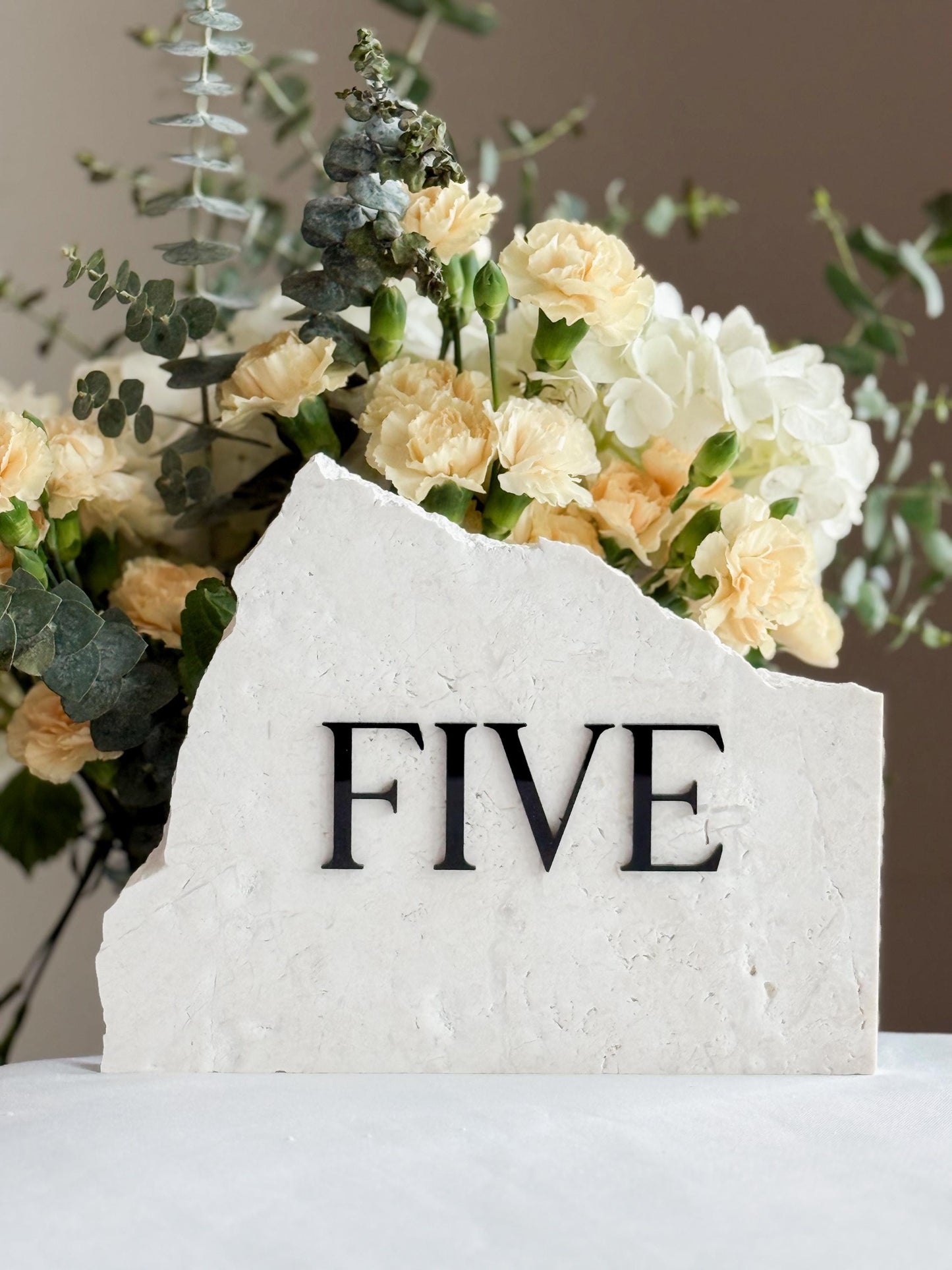 3D Acrylic Table Number Stone Sign | Unique Wedding Signage | Custom Layered Decor | Travertine Marble | Modern Reception Decor