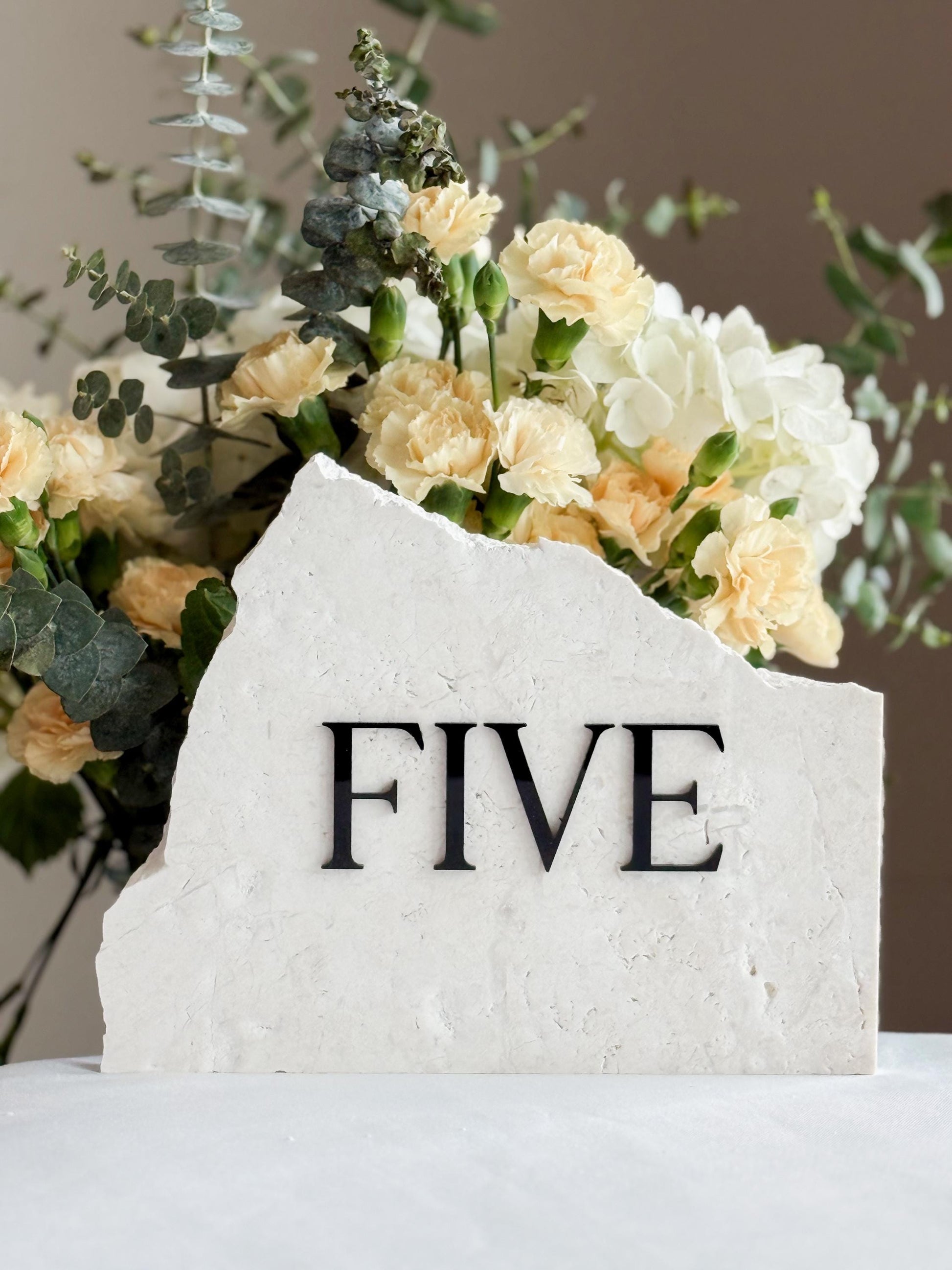 3D Acrylic Table Number Stone Sign | Unique Wedding Signage | Custom Layered Decor | Travertine Marble | Modern Reception Decor
