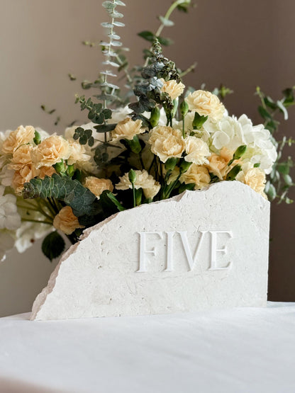 3D Acrylic Table Number Stone Sign | Unique Wedding Signage | Custom Layered Decor | Travertine Marble | Modern Reception Decor
