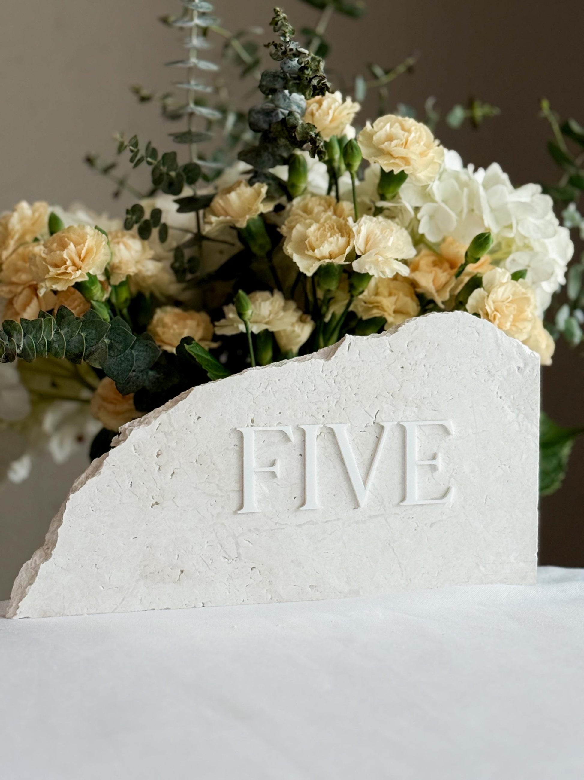 3D Acrylic Table Number Stone Sign | Unique Wedding Signage | Custom Layered Decor | Travertine Marble | Modern Reception Decor