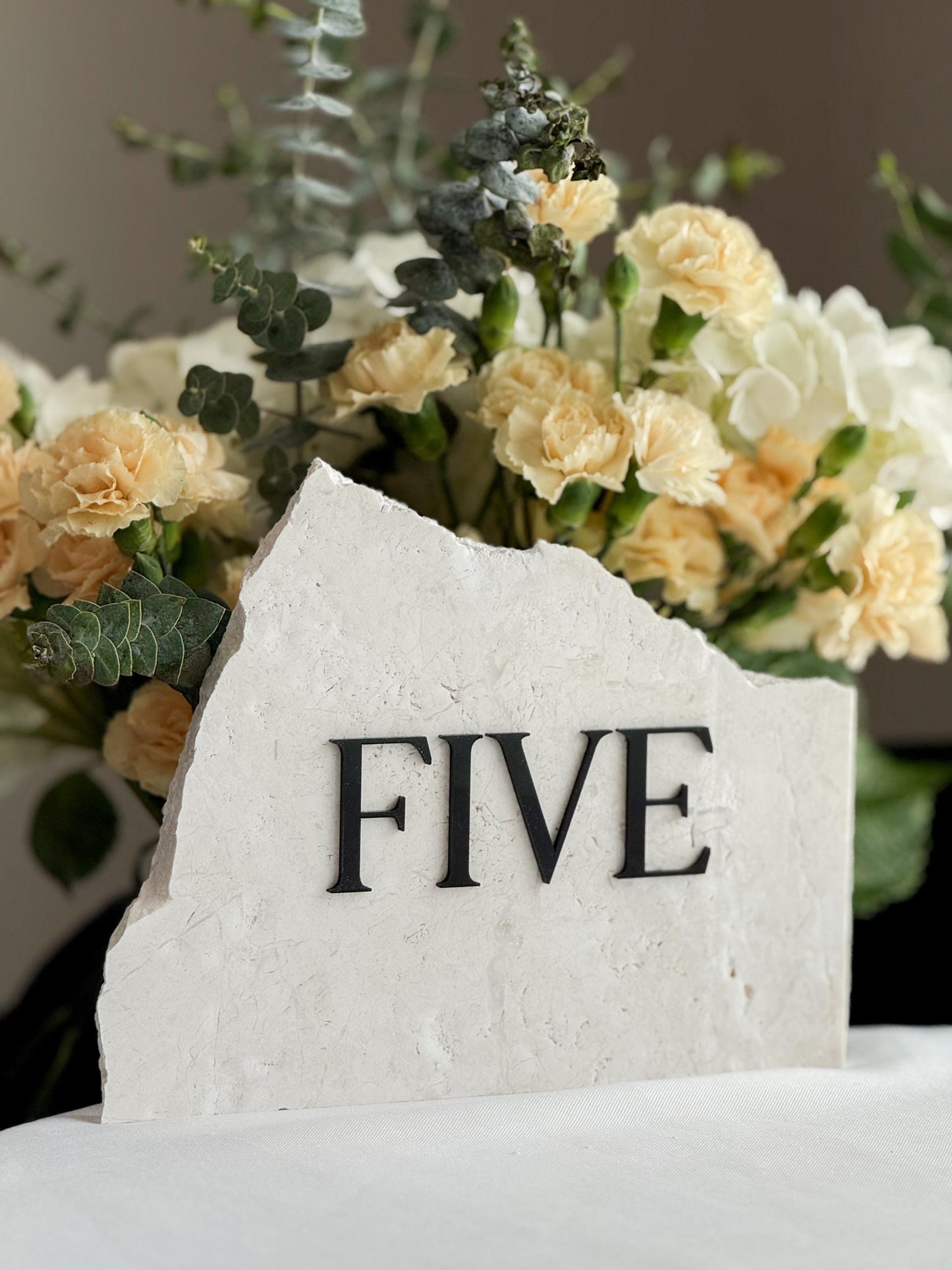 3D Acrylic Table Number Stone Sign | Unique Wedding Signage | Custom Layered Decor | Travertine Marble | Modern Reception Decor