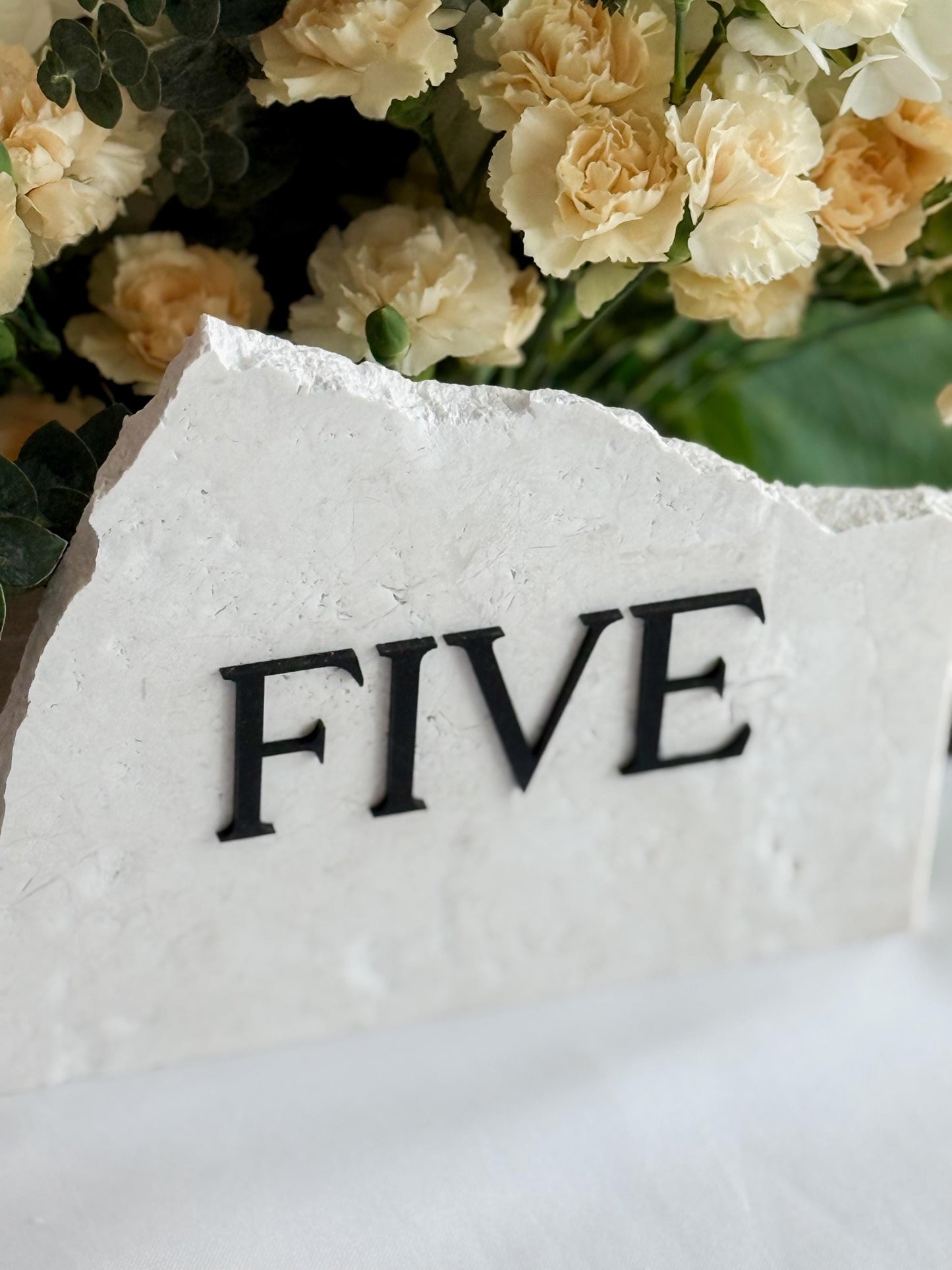 3D Acrylic Table Number Stone Sign | Unique Wedding Signage | Custom Layered Decor | Travertine Marble | Modern Reception Decor