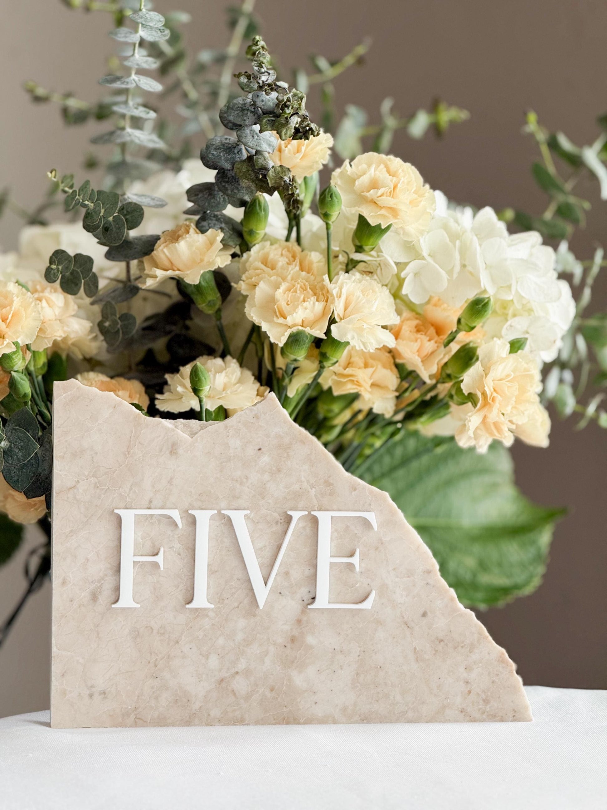 3D Marble Stone Acrylic Table Number Sign | Unique Wedding Signage | Custom Layered Decor | Travertine Marble | Modern Reception Decor