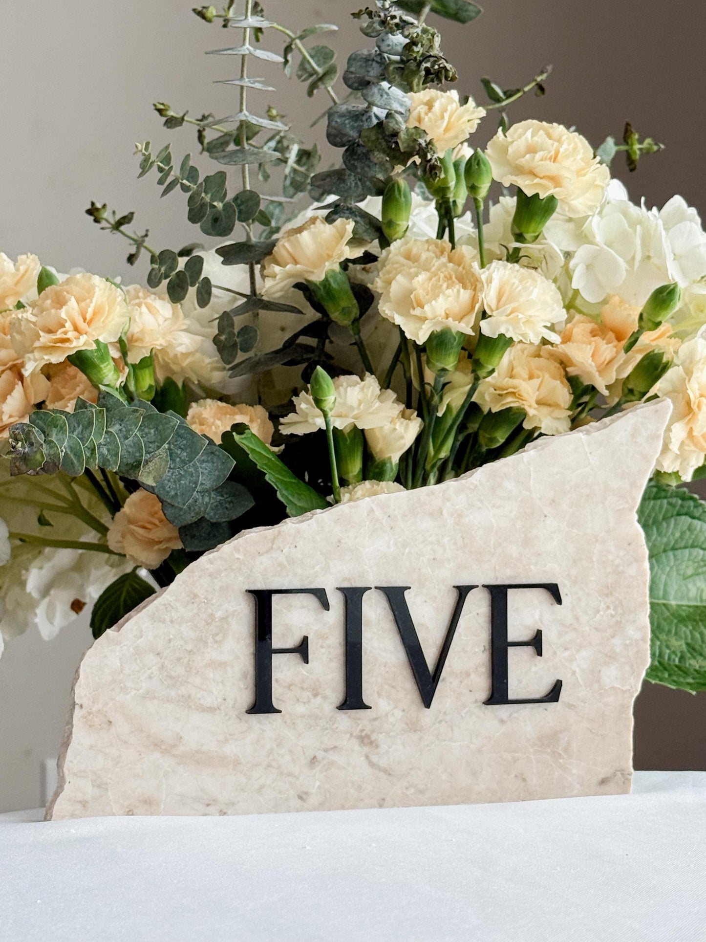 3D Marble Stone Acrylic Table Number Sign | Unique Wedding Signage | Custom Layered Decor | Travertine Marble | Modern Reception Decor