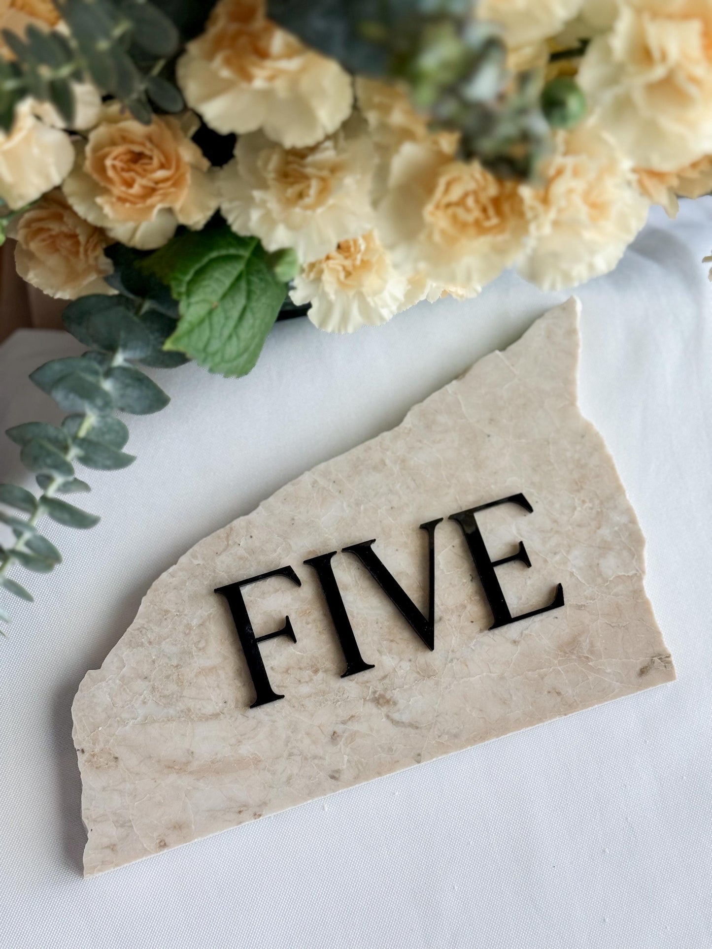 3D Marble Stone Acrylic Table Number Sign | Unique Wedding Signage | Custom Layered Decor | Travertine Marble | Modern Reception Decor