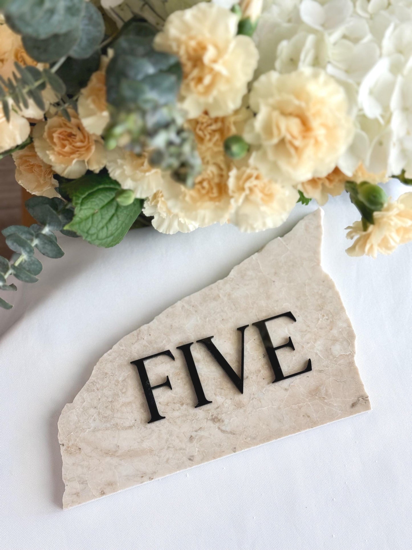 3D Marble Stone Acrylic Table Number Sign | Unique Wedding Signage | Custom Layered Decor | Travertine Marble | Modern Reception Decor