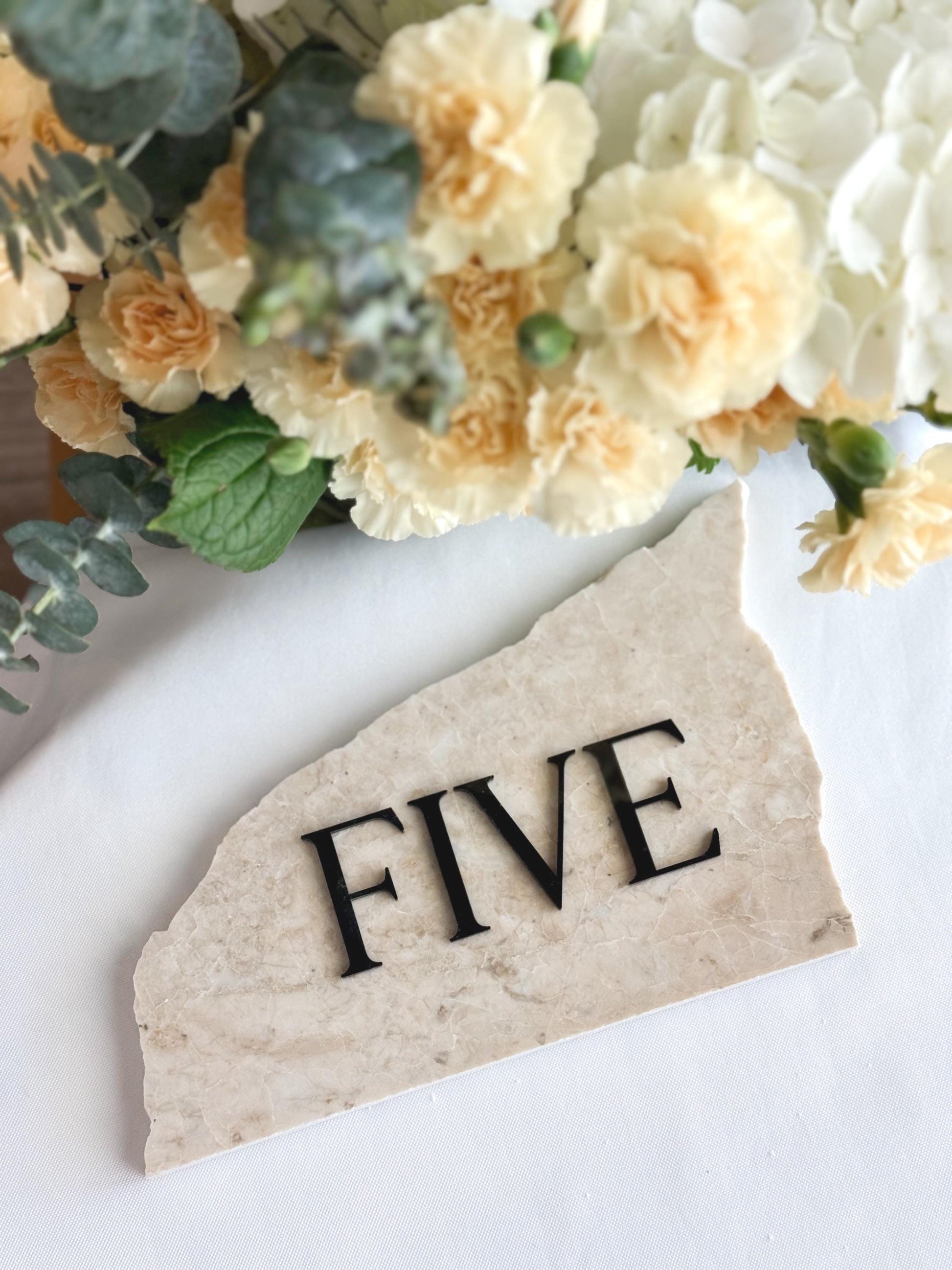 3D Marble Stone Acrylic Table Number Sign | Unique Wedding Signage | Custom Layered Decor | Travertine Marble | Modern Reception Decor