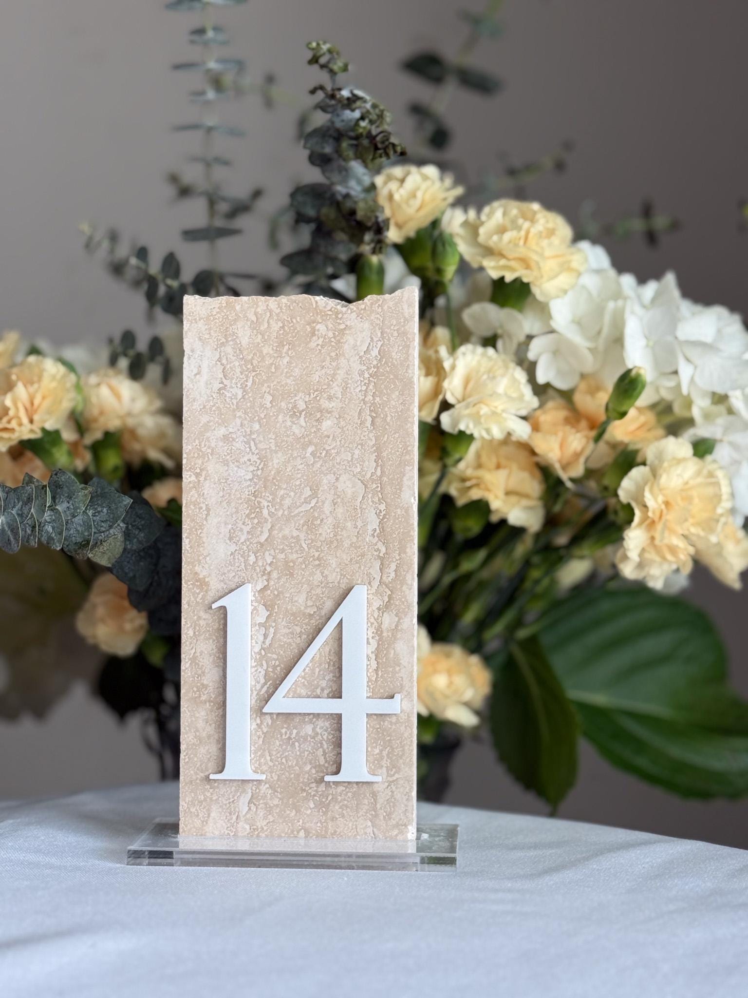 3D Travertine Stone Table Numbers