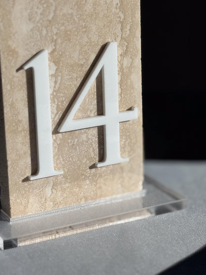 3D Travertine Stone Table Numbers