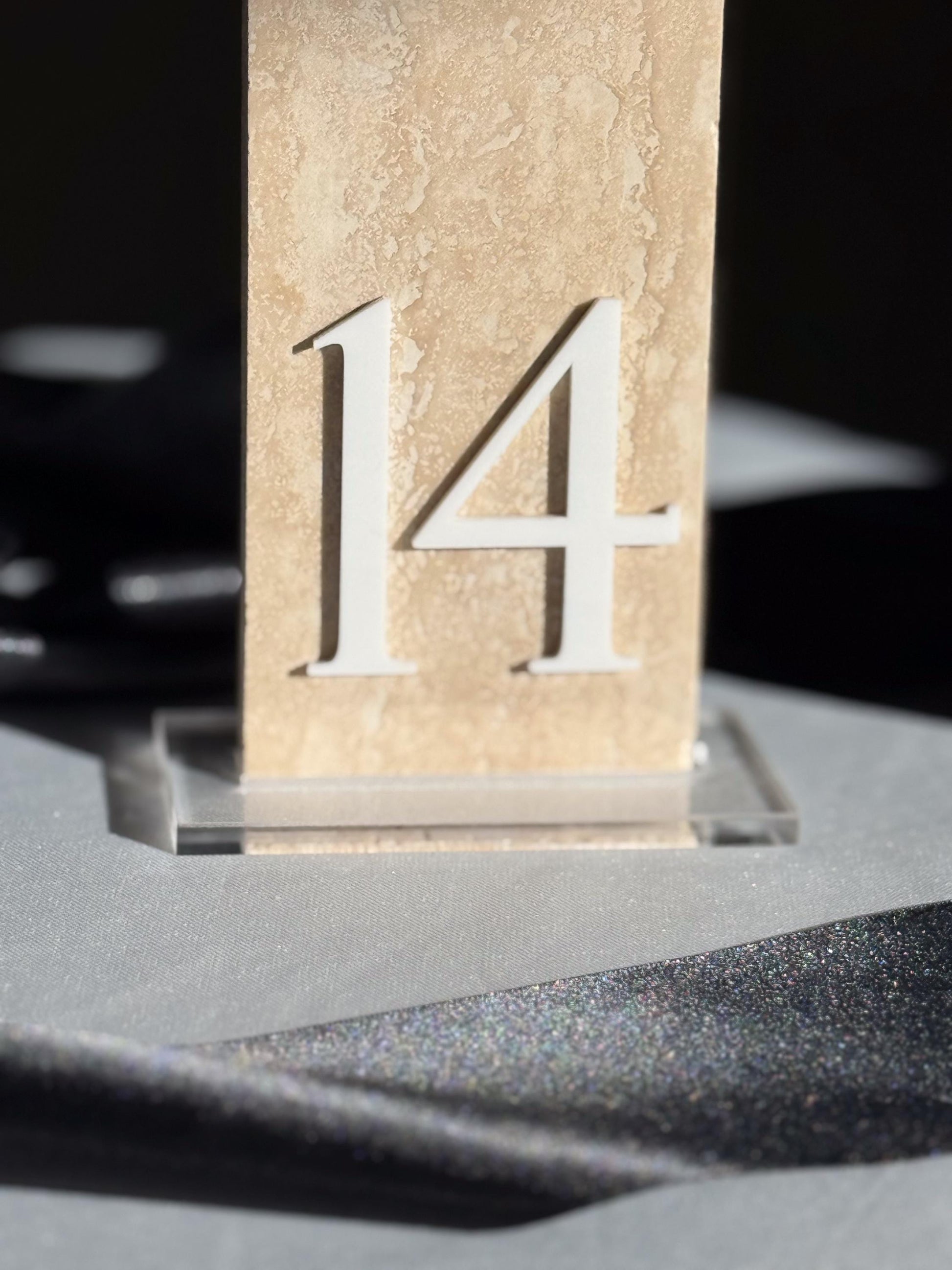 3D Travertine Stone Table Numbers