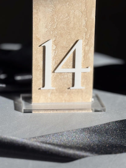 3D Travertine Stone Table Numbers