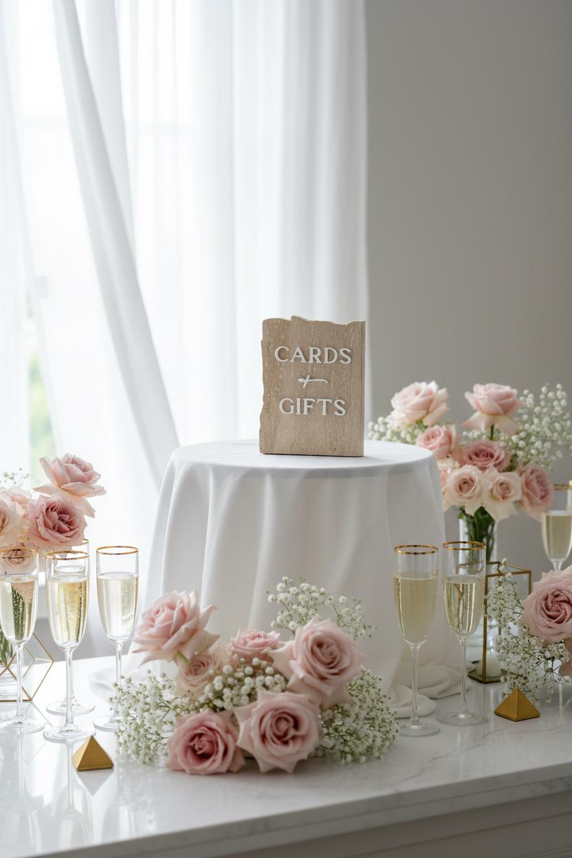 Marble 3D Cards and Gifts Table Sign | Wedding Sign | Modern Wedding Decor | Favor Sign | Party Tabletop Signs | Gold Mirror