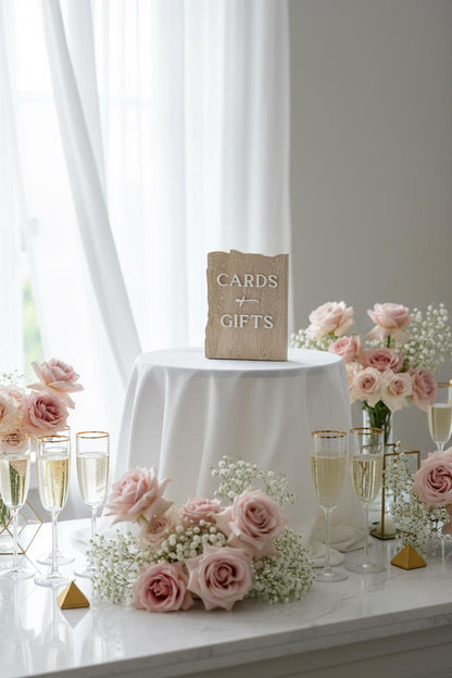 Marble 3D Cards and Gifts Table Sign | Wedding Sign | Modern Wedding Decor | Favor Sign | Party Tabletop Signs | Gold Mirror