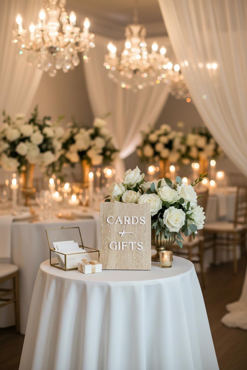 Marble 3D Cards and Gifts Table Sign | Wedding Sign | Modern Wedding Decor | Favor Sign | Party Tabletop Signs | Gold Mirror