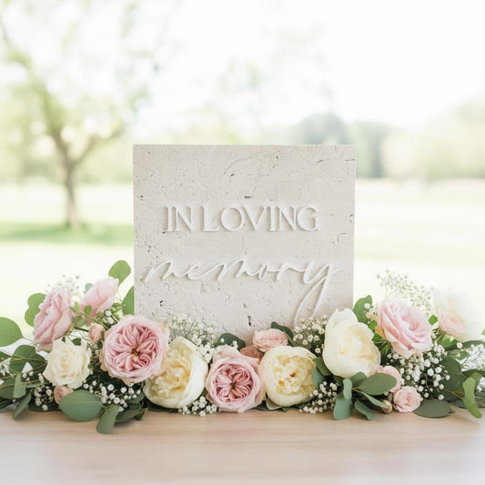 Marble 3D In Loving Memory Table Sign | Modern Wedding Decor | Favor Sign | Party Tabletop Signs | Gold Mirror | Memorial Sign