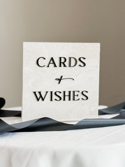 Marble 3D Cards and Wishes Table Sign | Wedding Sign | Modern Wedding Decor | Favor Sign | Party Tabletop Signs | Gold Mirror