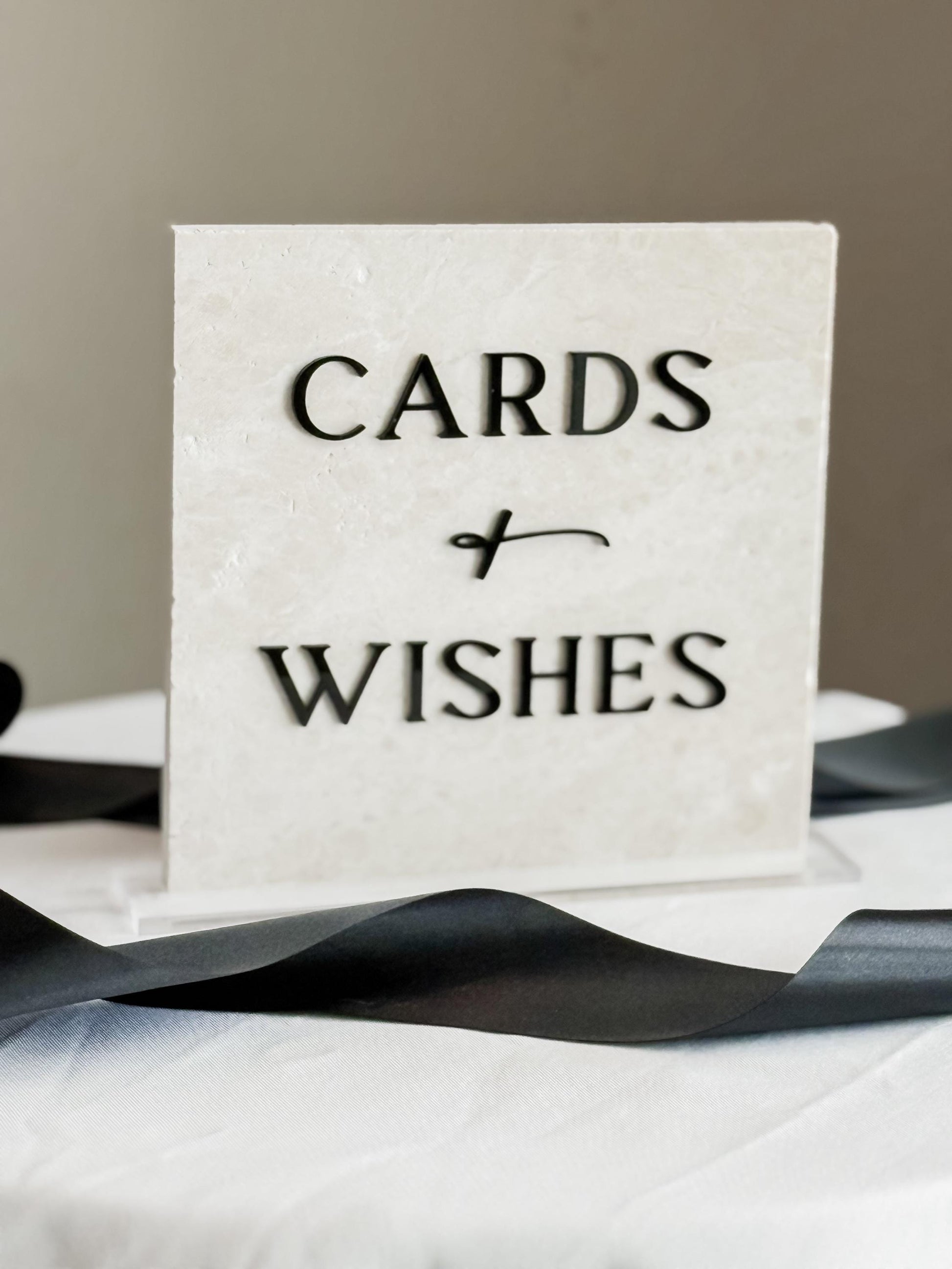 Marble 3D Cards and Wishes Table Sign | Wedding Sign | Modern Wedding Decor | Favor Sign | Party Tabletop Signs | Gold Mirror