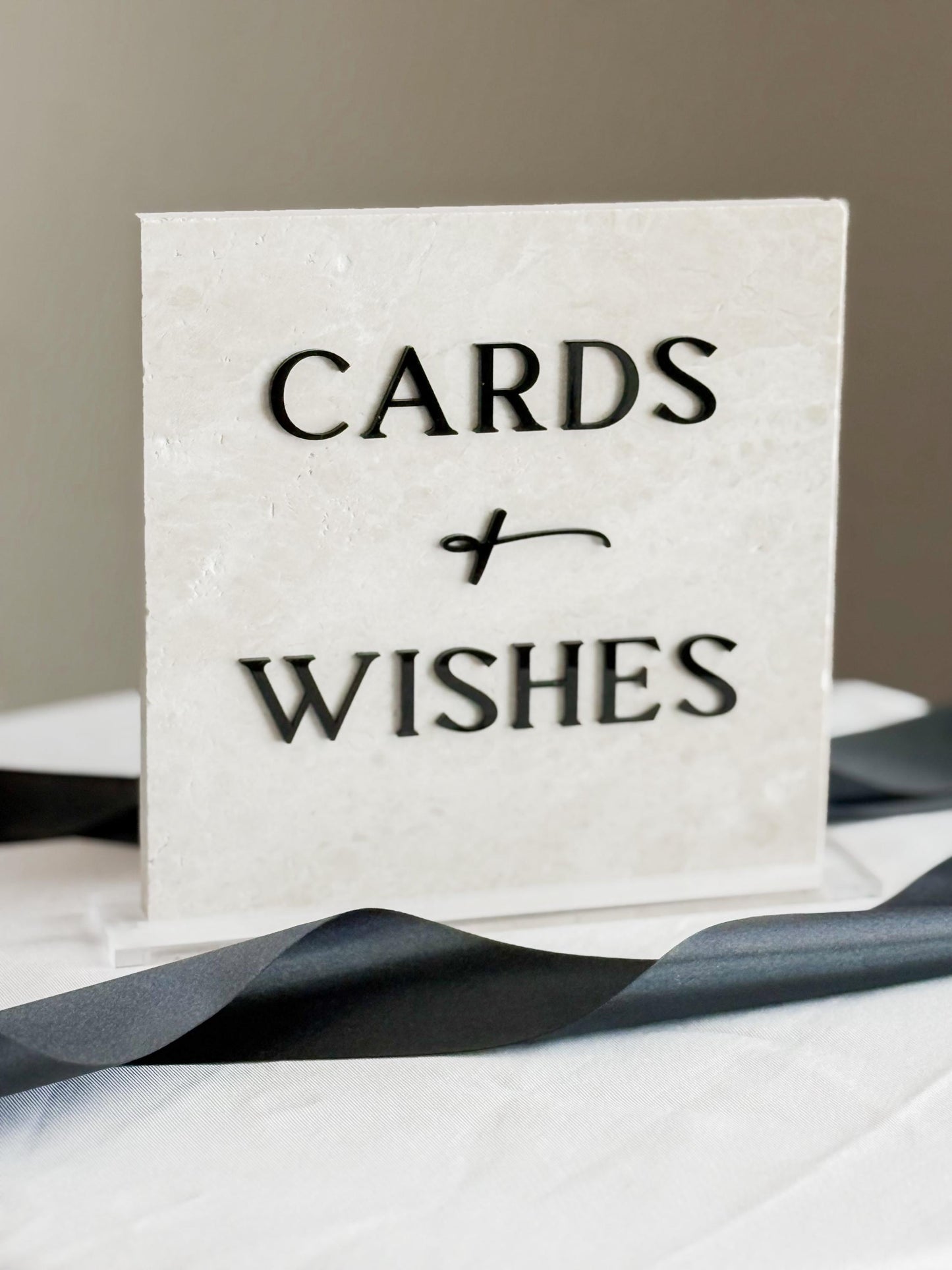 Marble 3D Cards and Wishes Table Sign | Wedding Sign | Modern Wedding Decor | Favor Sign | Party Tabletop Signs | Gold Mirror