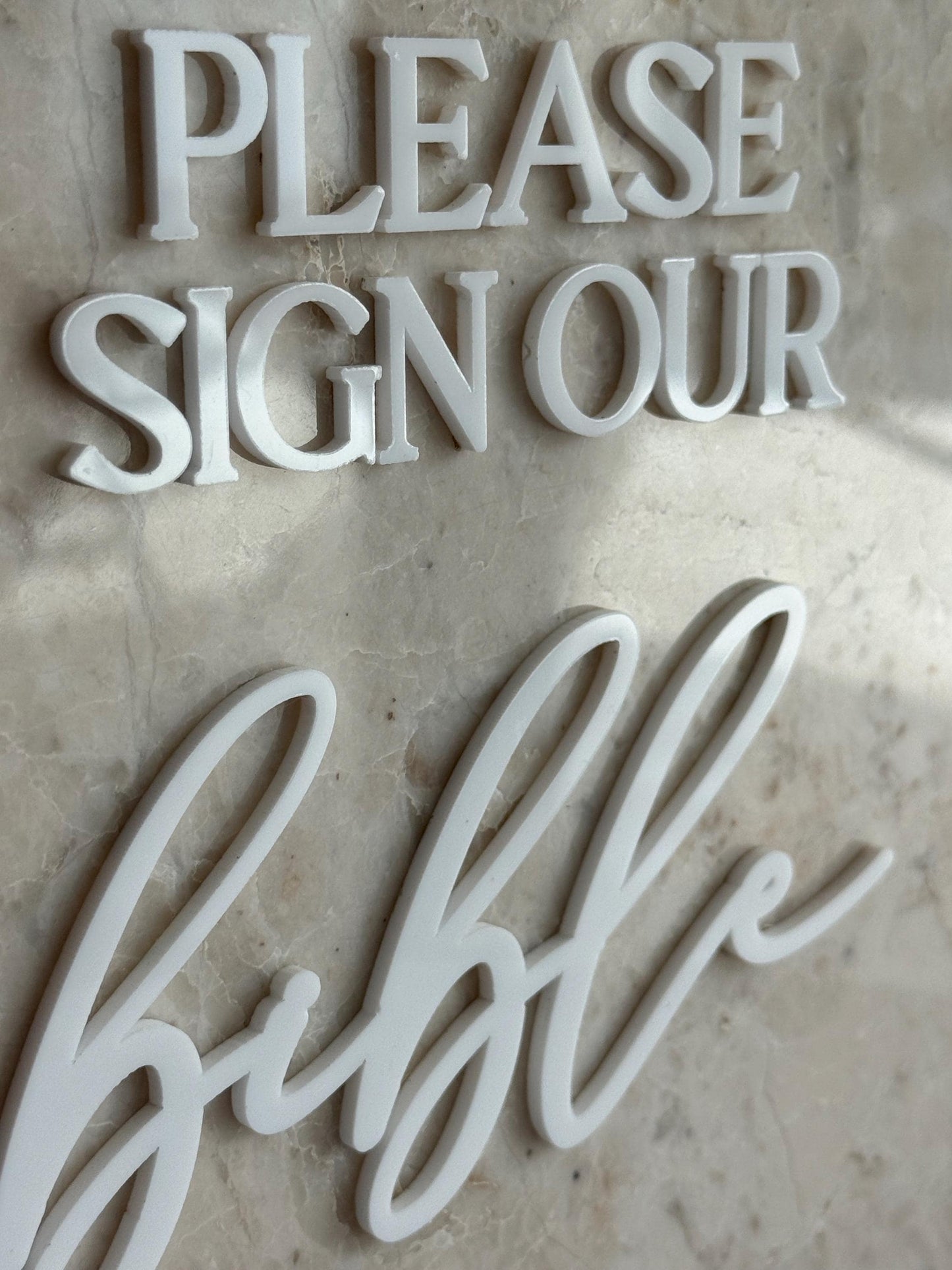 Marble Stone 3D Bible Table Sign | Modern Wedding Sign | Favor | Party Tabletop Decor | Gold Mirror | Please Sign Our Bible Guestbook