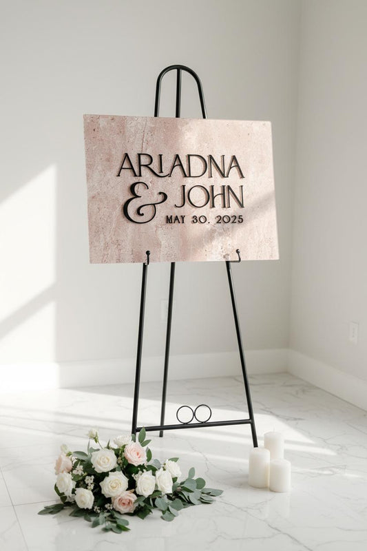 Modern Acrylic Wedding Welcome Sign: Faux Stone Texture