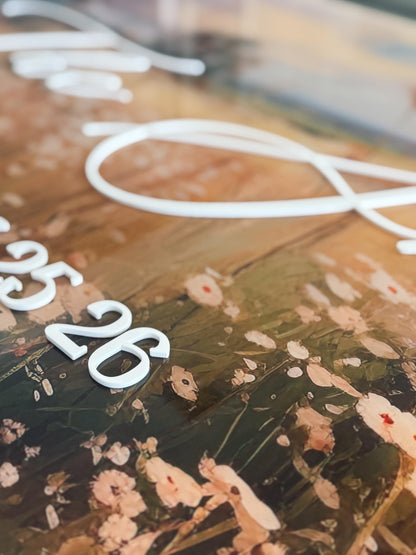 Wedding Welcome Sign | Wildflower Landscape Acrylic | Personalized Last Name & Date | Clear UV Print | Custom Wedding Entry Sign