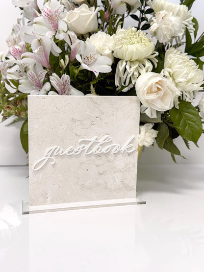 White Marble 3D Cards & Gifts | Guestbook | Bar Table Sign | Modern Wedding Decor | Bundle | Party Tabletop Signs | Gold Mirror | Drink Sign