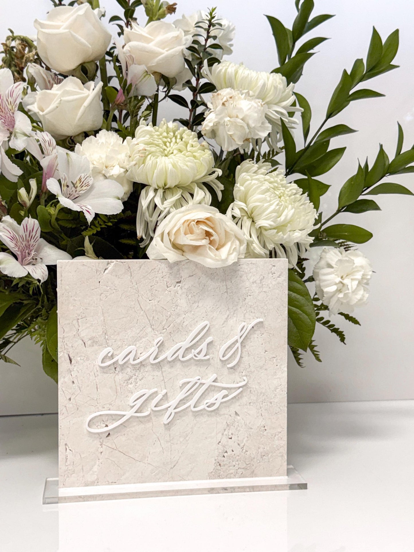 White Marble 3D Cards & Gifts | Guestbook | Bar Table Sign | Modern Wedding Decor | Bundle | Party Tabletop Signs | Gold Mirror | Drink Sign