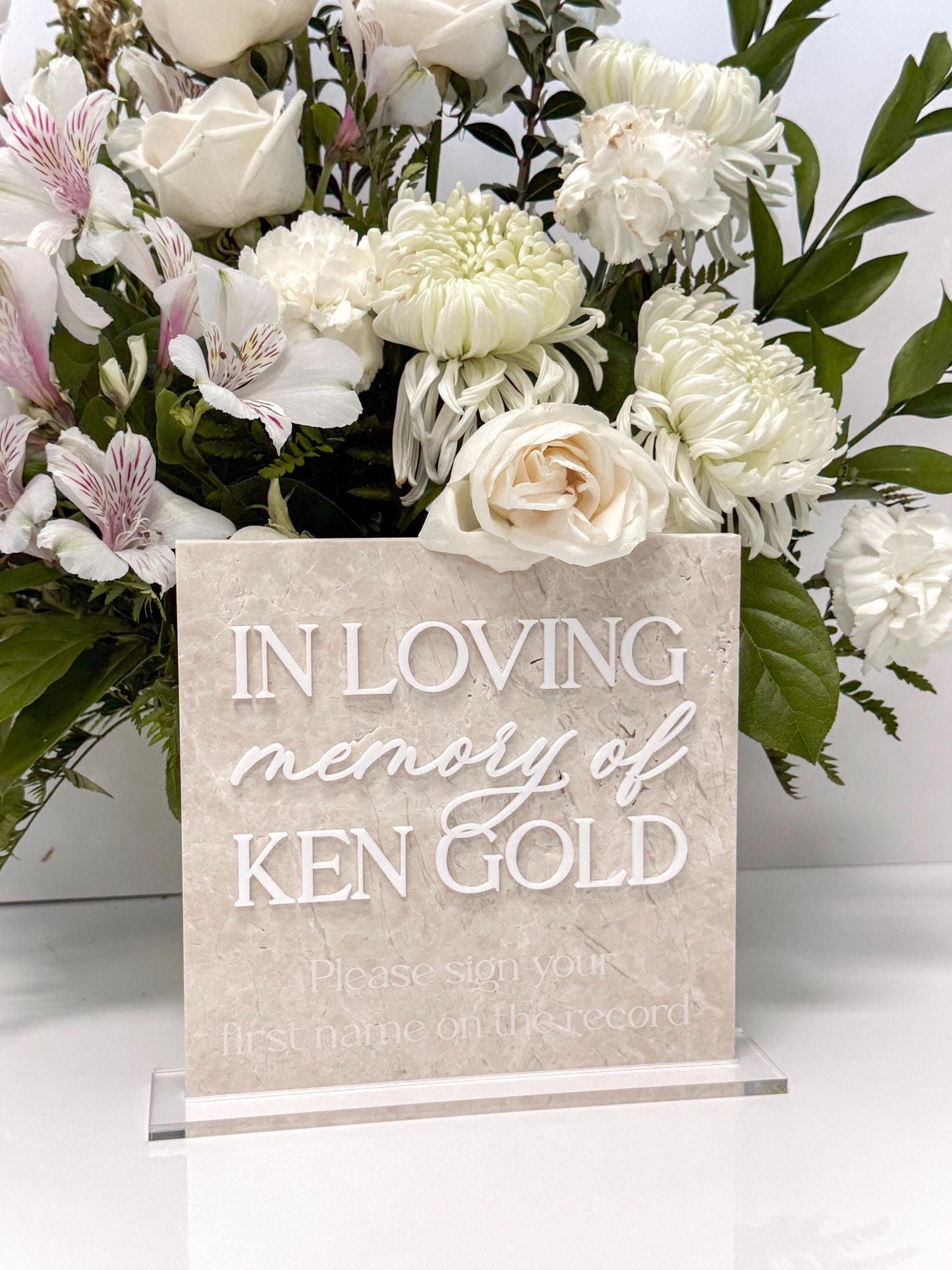 Memorial Sign | In Loving Memory Wedding Sign | White Marble Memorial Table Sign | Celebration of Life Decor | Custom Remembrance Sign