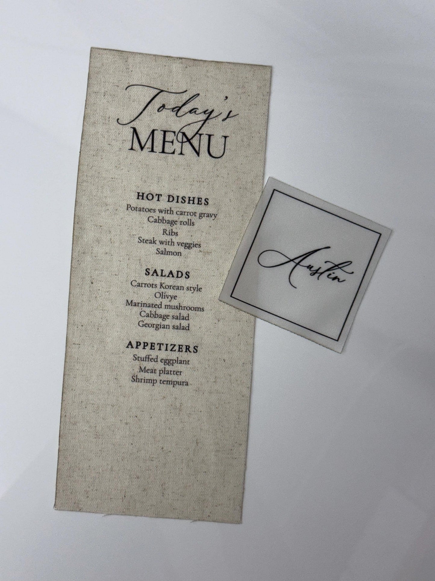 Custom Fabric Place Cards | Satin & Linen Place Cards | Wedding Escort Cards | Personalized Guest Names