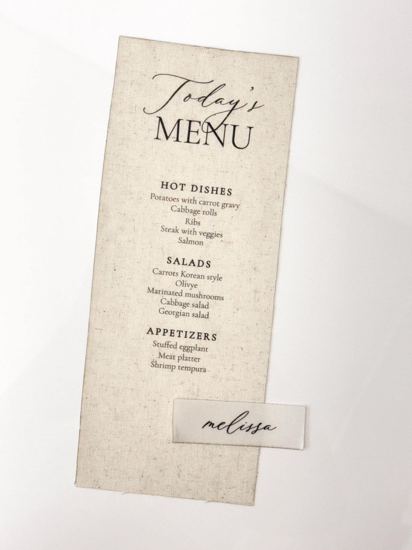 Custom Fabric Place Cards | Satin & Linen Place Cards | Wedding Escort Cards | Personalized Guest Names