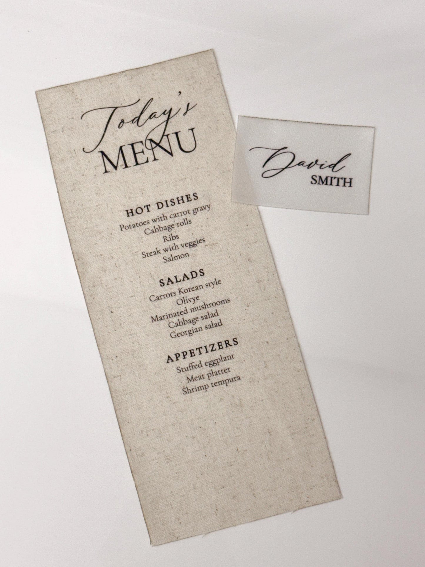 Custom Fabric Place Cards | Satin & Linen Place Cards | Wedding Escort Cards | Personalized Guest Names