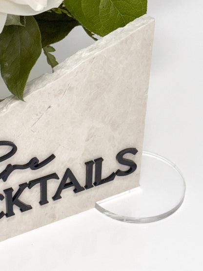 Modern Marble Signature Cocktails Sign with Drink Illustrations | Wedding Bar Menu Sign | Stone Drink Menu | His Hers Ours Cocktails