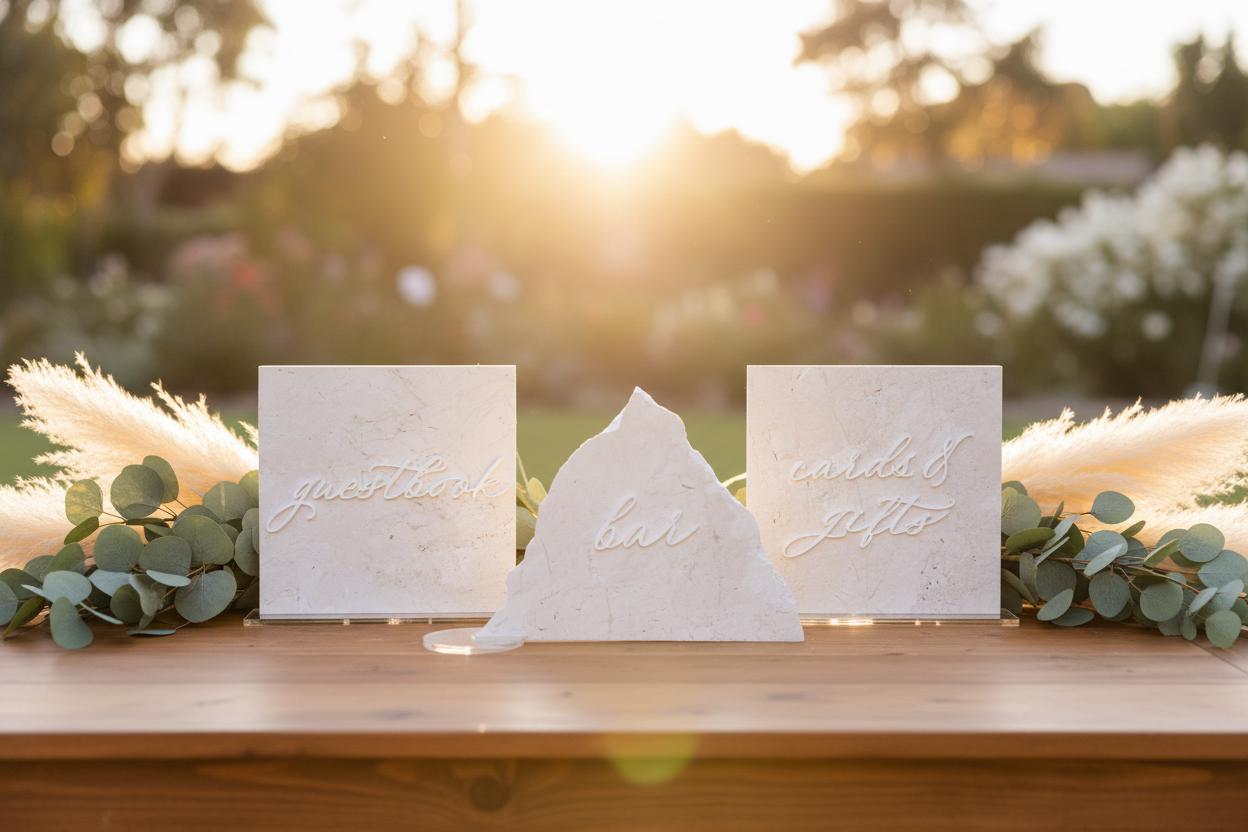 White Marble 3D Cards & Gifts | Guestbook | Bar Table Sign | Modern Wedding Decor | Bundle | Party Tabletop Signs | Gold Mirror | Drink Sign
