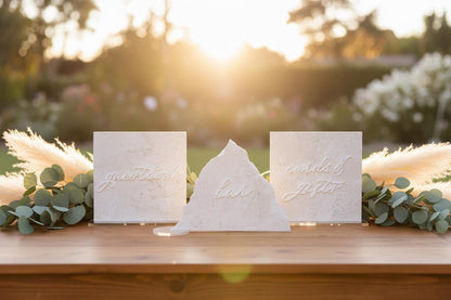 White Marble 3D Cards & Gifts | Guestbook | Bar Table Sign | Modern Wedding Decor | Bundle | Party Tabletop Signs | Gold Mirror | Drink Sign