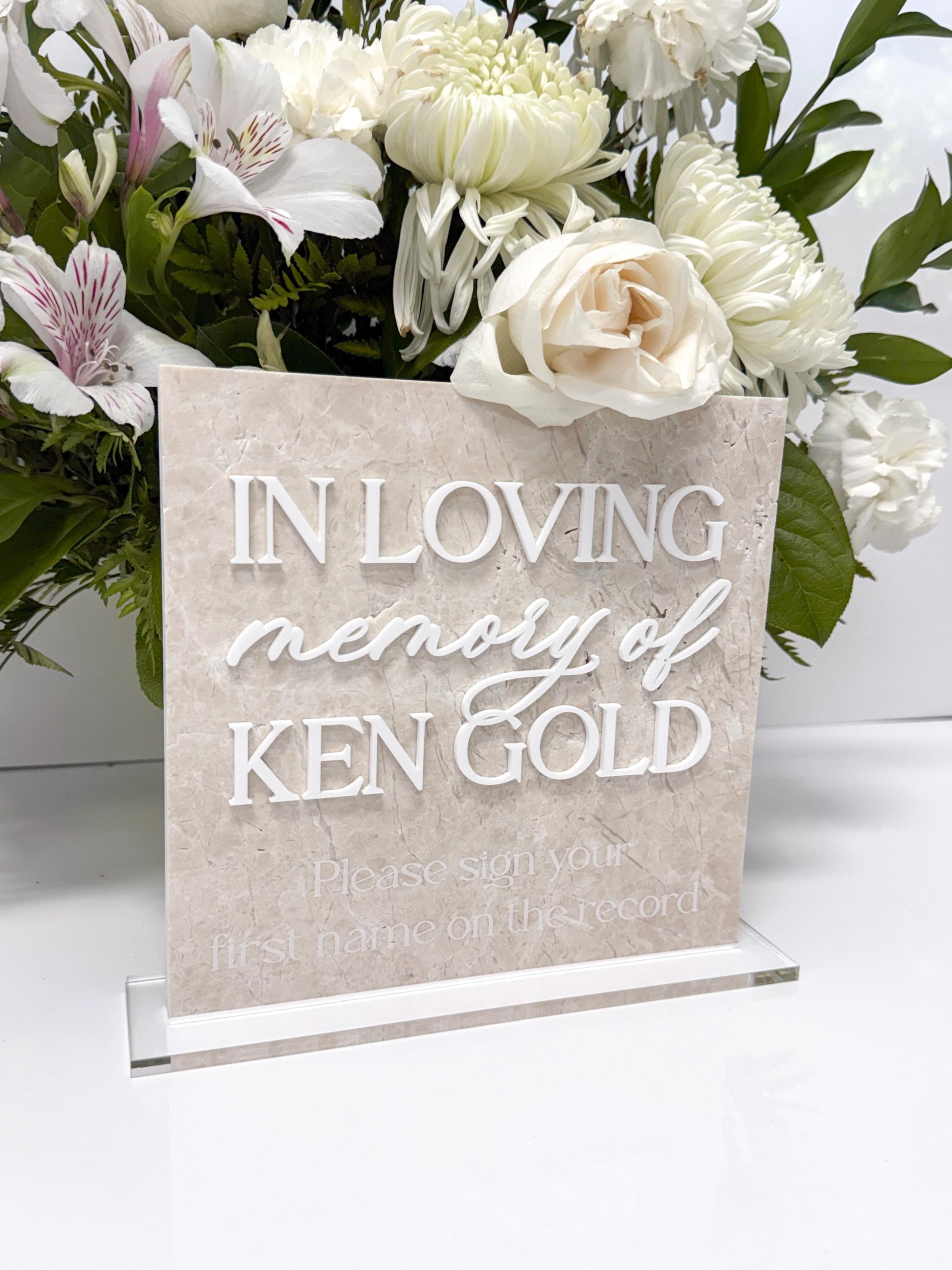 Memorial Sign | In Loving Memory Wedding Sign | White Marble Memorial Table Sign | Celebration of Life Decor | Custom Remembrance Sign