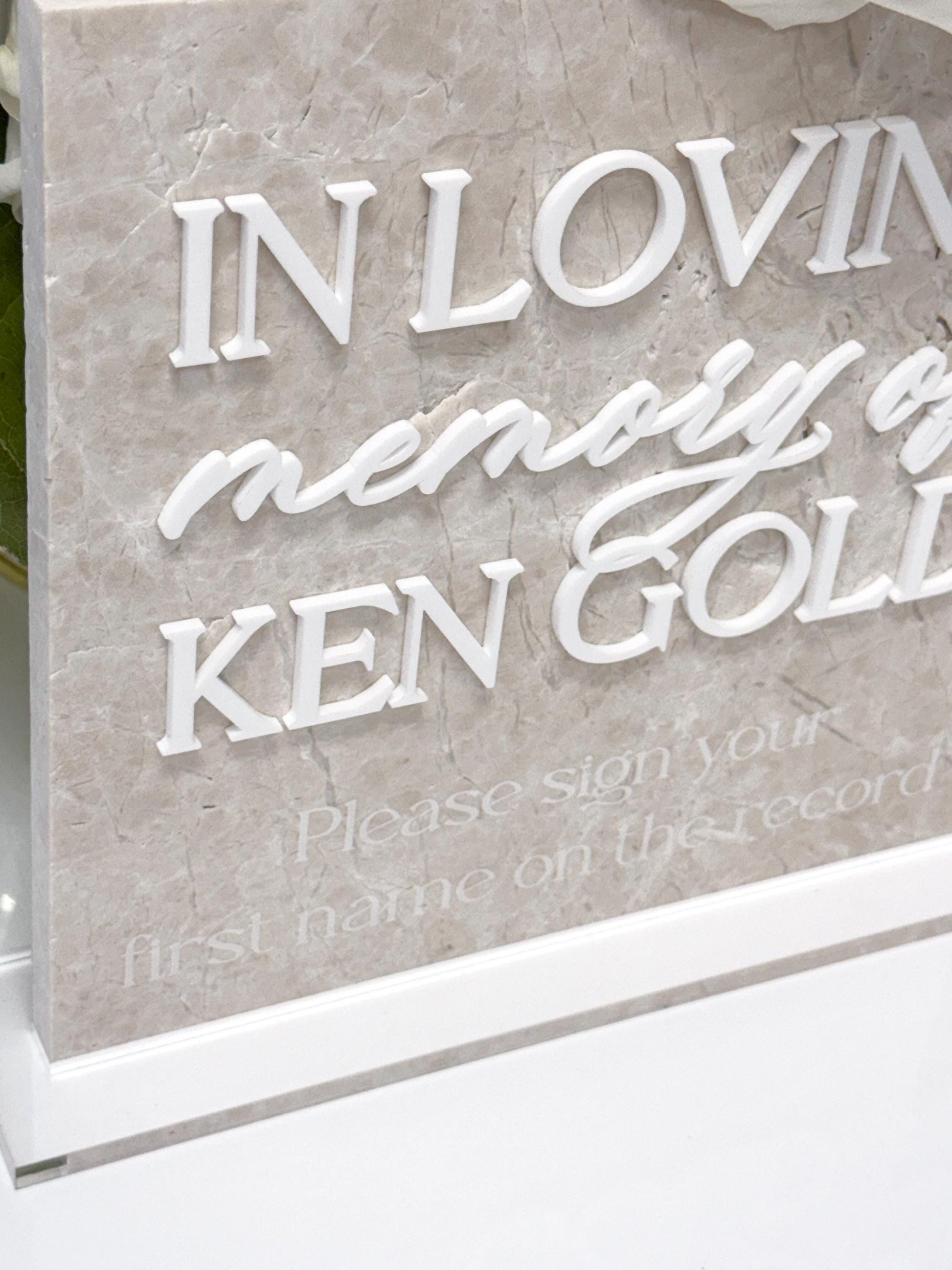 Memorial Sign | In Loving Memory Wedding Sign | White Marble Memorial Table Sign | Celebration of Life Decor | Custom Remembrance Sign