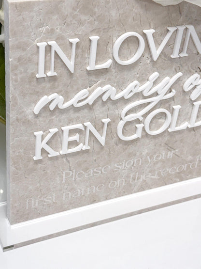 Memorial Sign | In Loving Memory Wedding Sign | White Marble Memorial Table Sign | Celebration of Life Decor | Custom Remembrance Sign