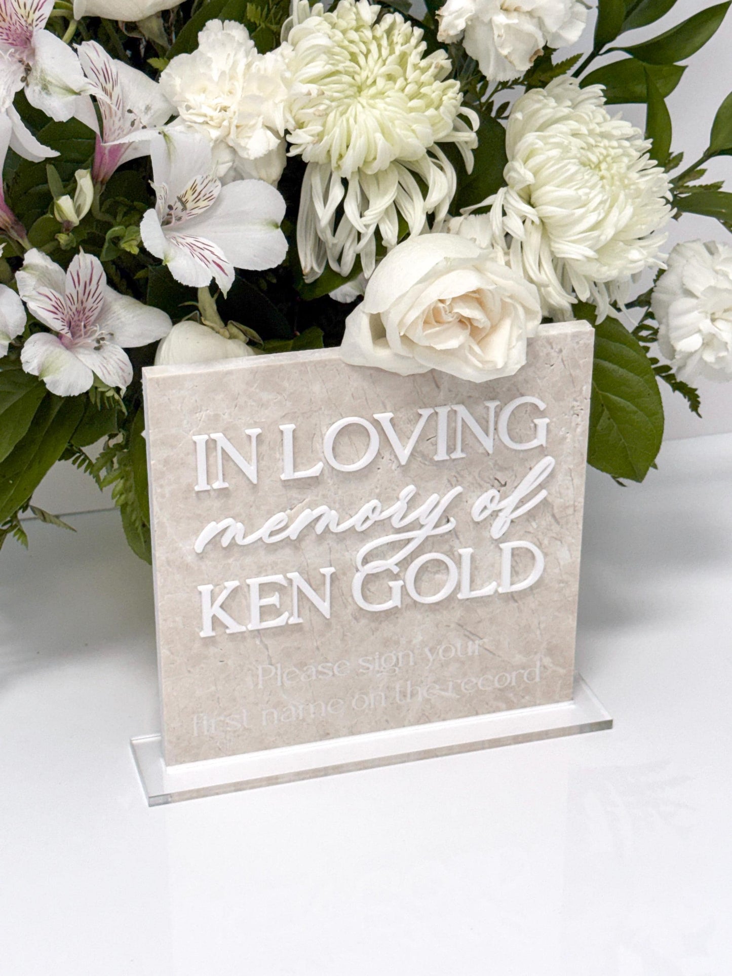 Memorial Sign | In Loving Memory Wedding Sign | White Marble Memorial Table Sign | Celebration of Life Decor | Custom Remembrance Sign